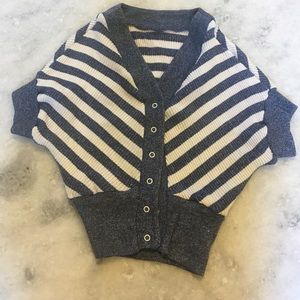 Vintage Blue and White Striped Crop Cardigan
